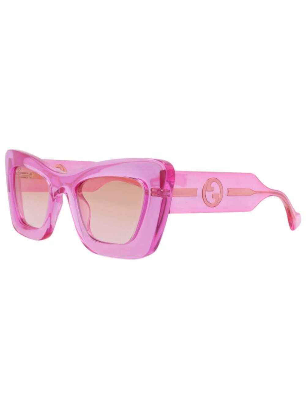 New Gucci Women's Sunglasses Cat Eye Injection Frame Red Red Violet